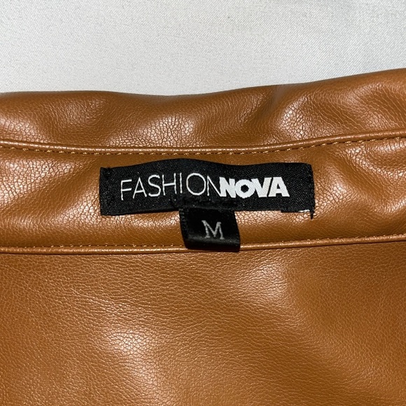 Fashion Nova Tan Here I Come PU Leather Mini Dress - Camel size medium - Picture 5 of 8